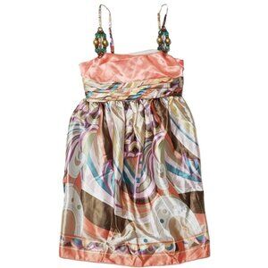 The Collection by Sarasara Girl Spaghetti Beaded Strap Tie Back Silk Dress (10)